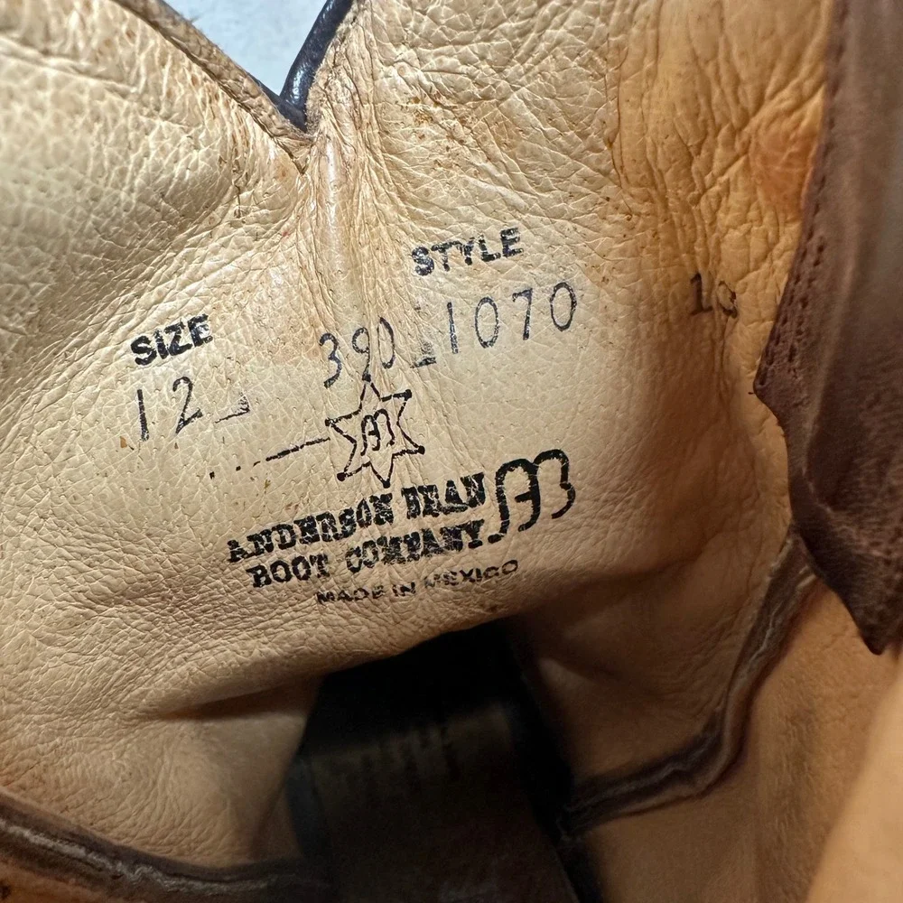 Anderson Bean 1070 Boys Brown Crocodile Square Toe Cowboy Boots‎ Size 12